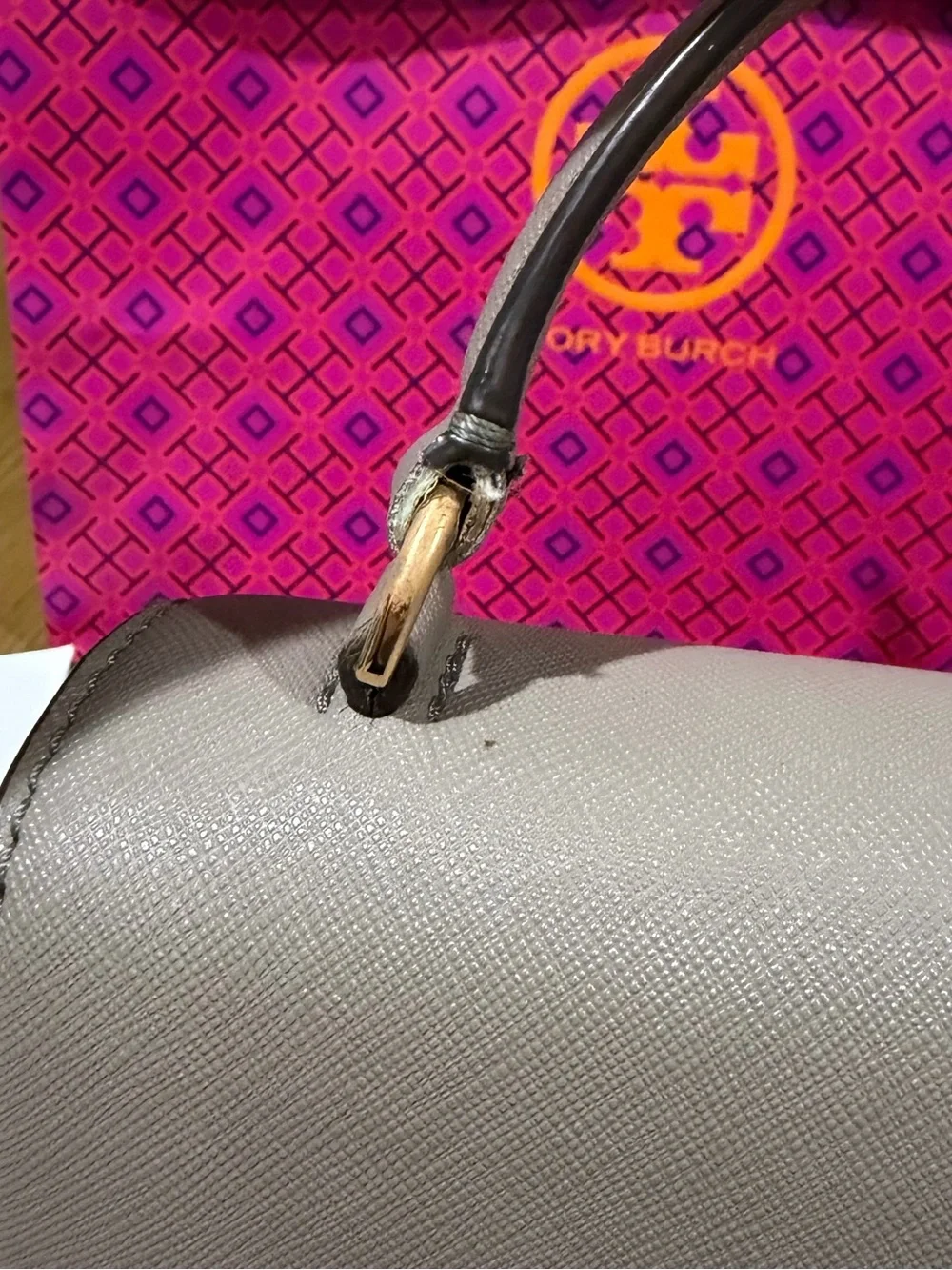 Tory Burch Leather Robinson Small Top Handle Bag